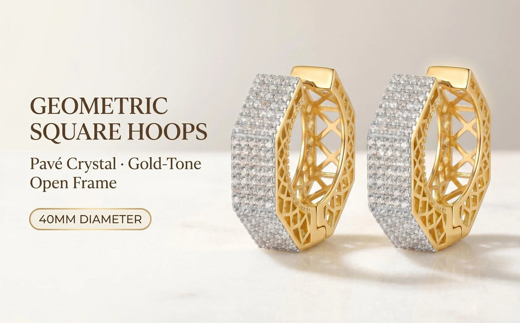 Dual-Tone 18K Gold & Rhodium Plated CZ Hoop Earrings