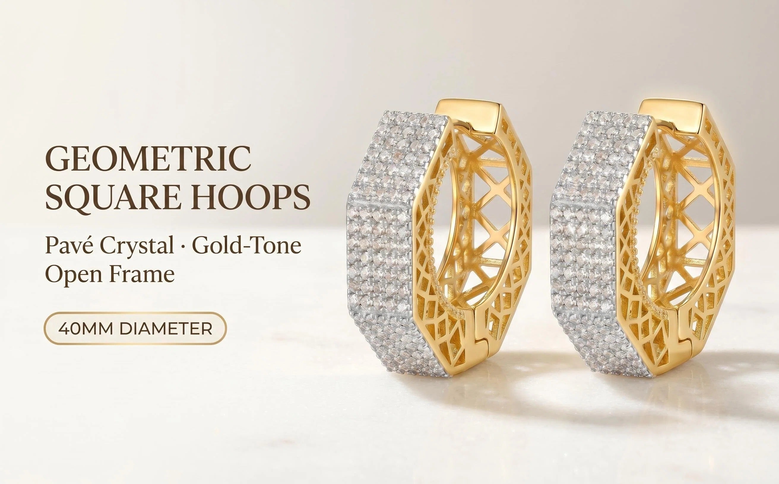 Dual-Tone 18K Gold & Rhodium Plated CZ Hoop Earrings
