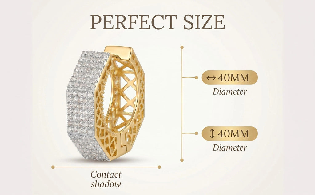 Dual-Tone 18K Gold & Rhodium Plated CZ Hoop Earrings