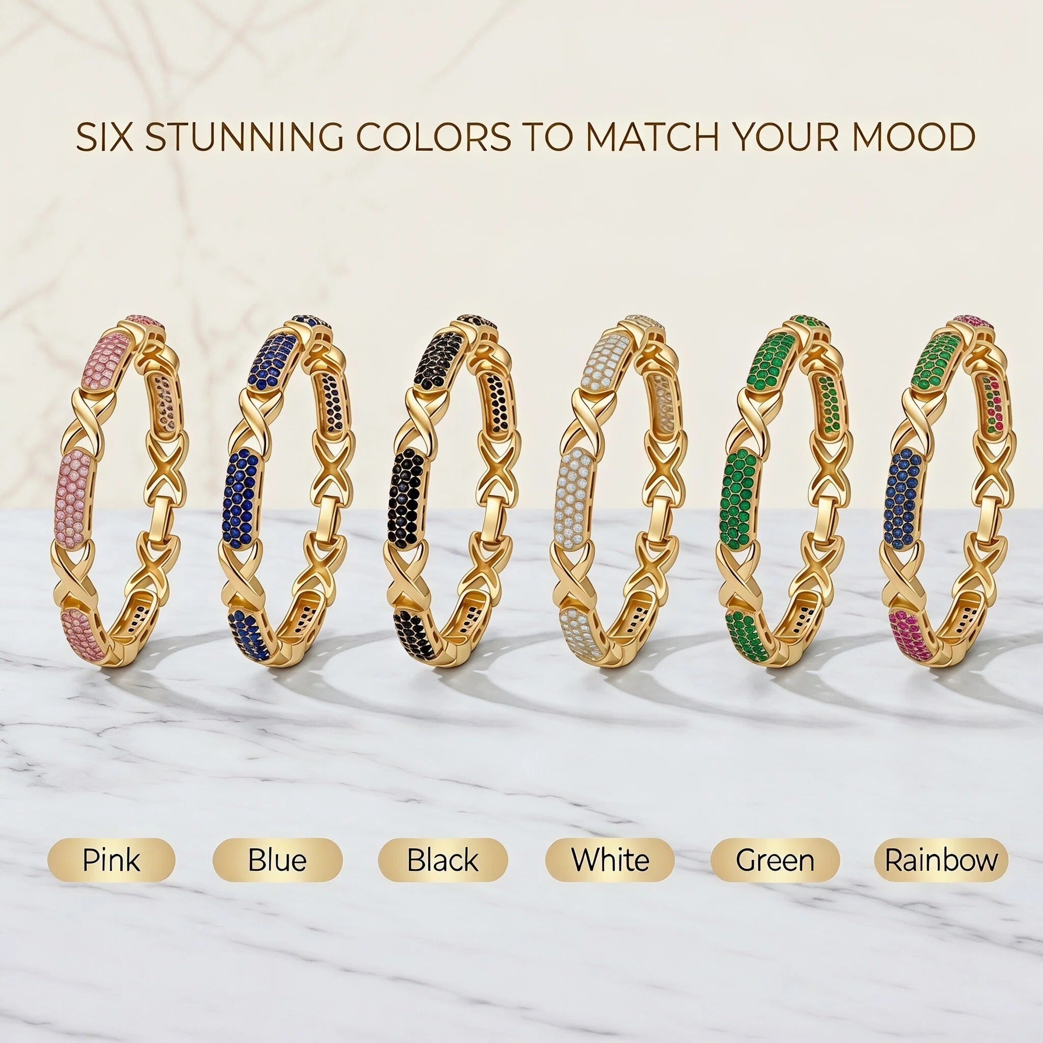 Sapphire Blue Cubic Zirconia Bracelet | 18K Gold Plated