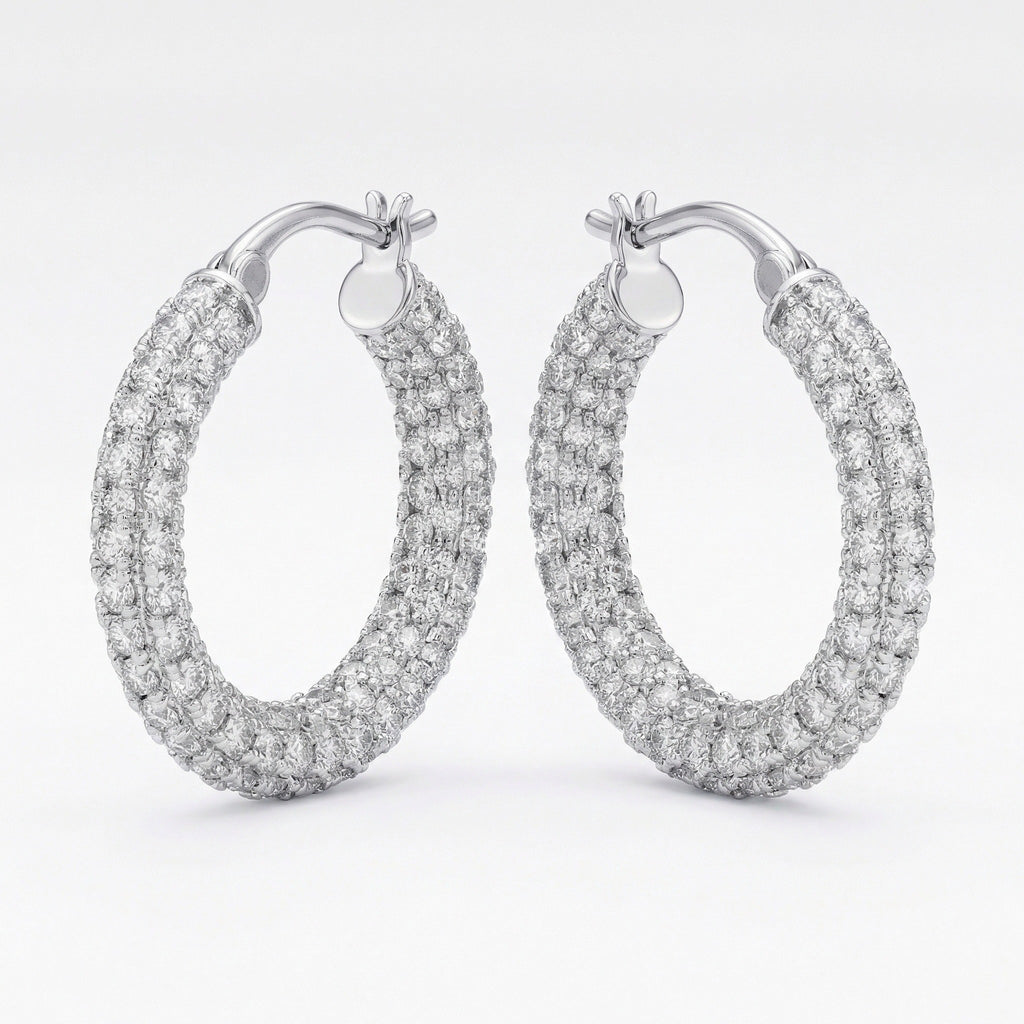 Full Pavé CZ Earrings | Rhodium Plated Copper-Zinc Alloy