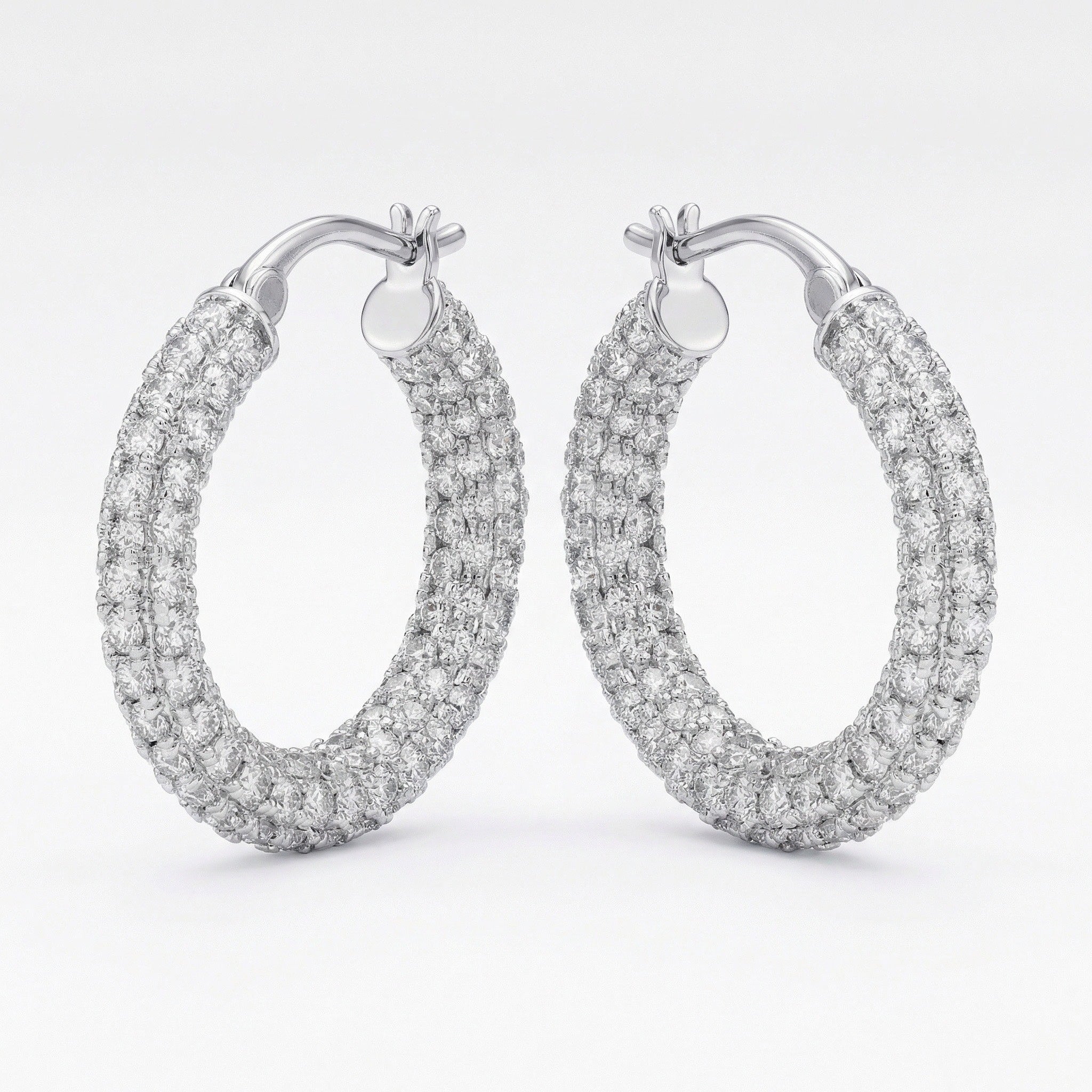 Full Pavé CZ Earrings | Rhodium Plated Copper-Zinc Alloy