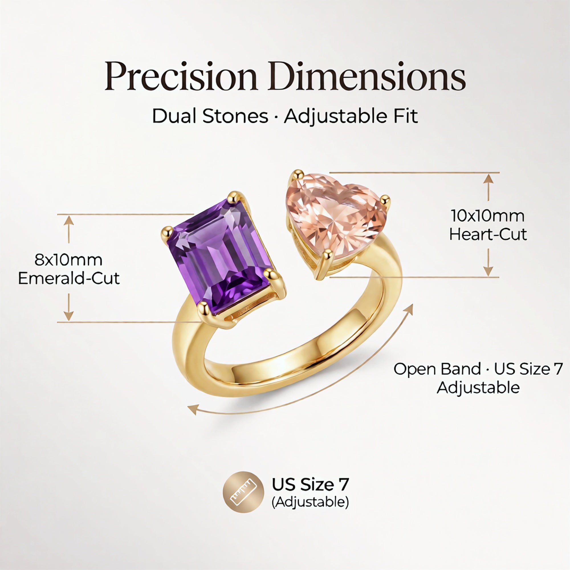 Open Band Ring — Burgundy & Champagne CZ
