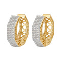 Dual-Tone 18K Gold & Rhodium Plated CZ Hoop Earrings