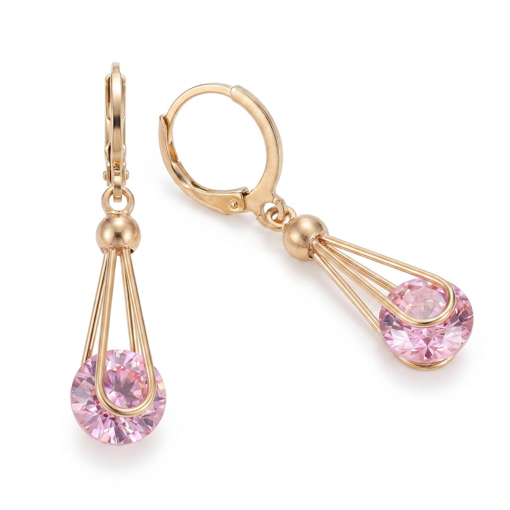 8mm Cubic Zirconia Drop Earrings | 18K Gold Plated