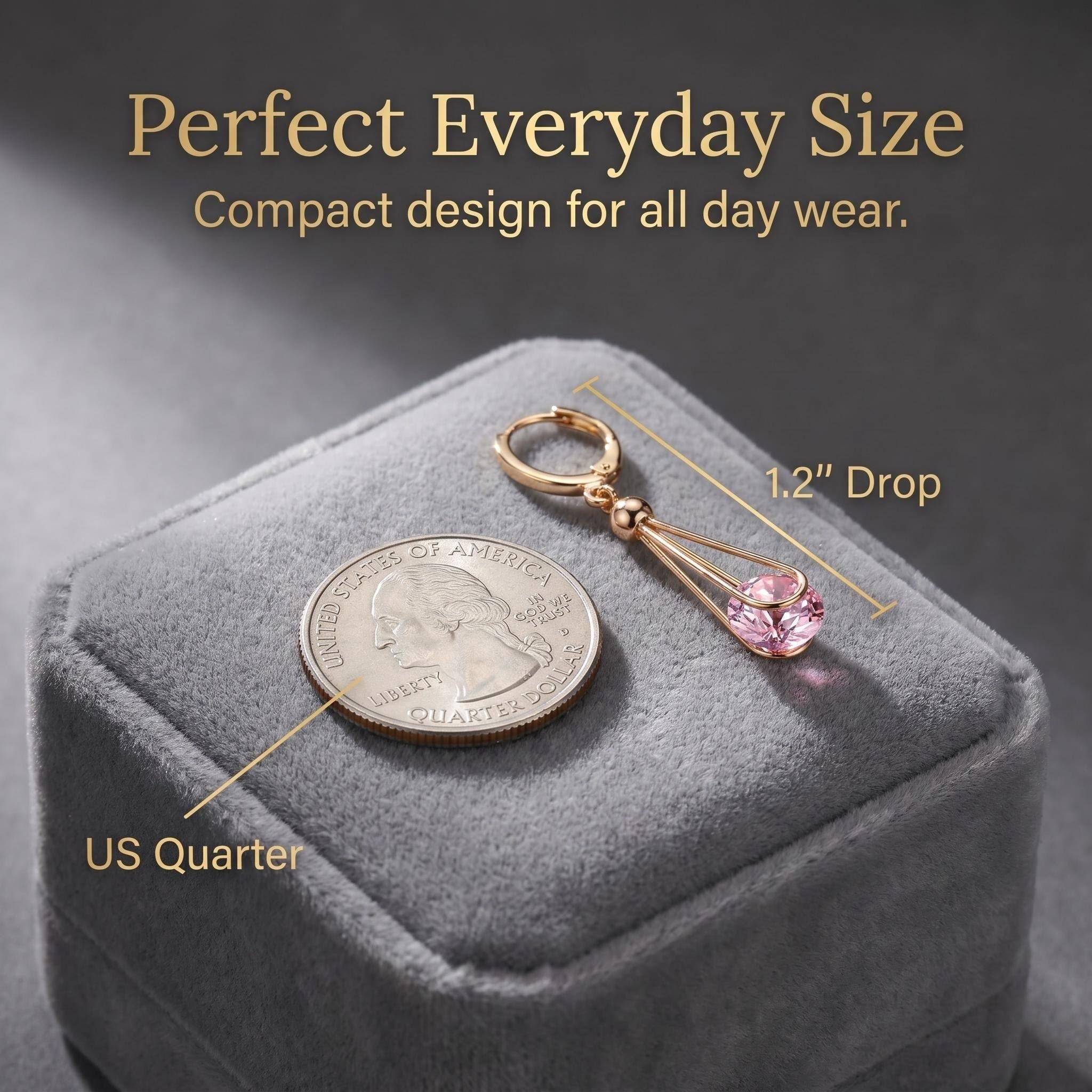8mm Cubic Zirconia Drop Earrings | 18K Gold Plated
