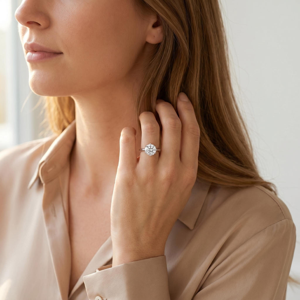 Stainless Steel Ring with 9mm AAA Cubic Zirconia – Tarnish-Free, Diamond-Like Brilliance