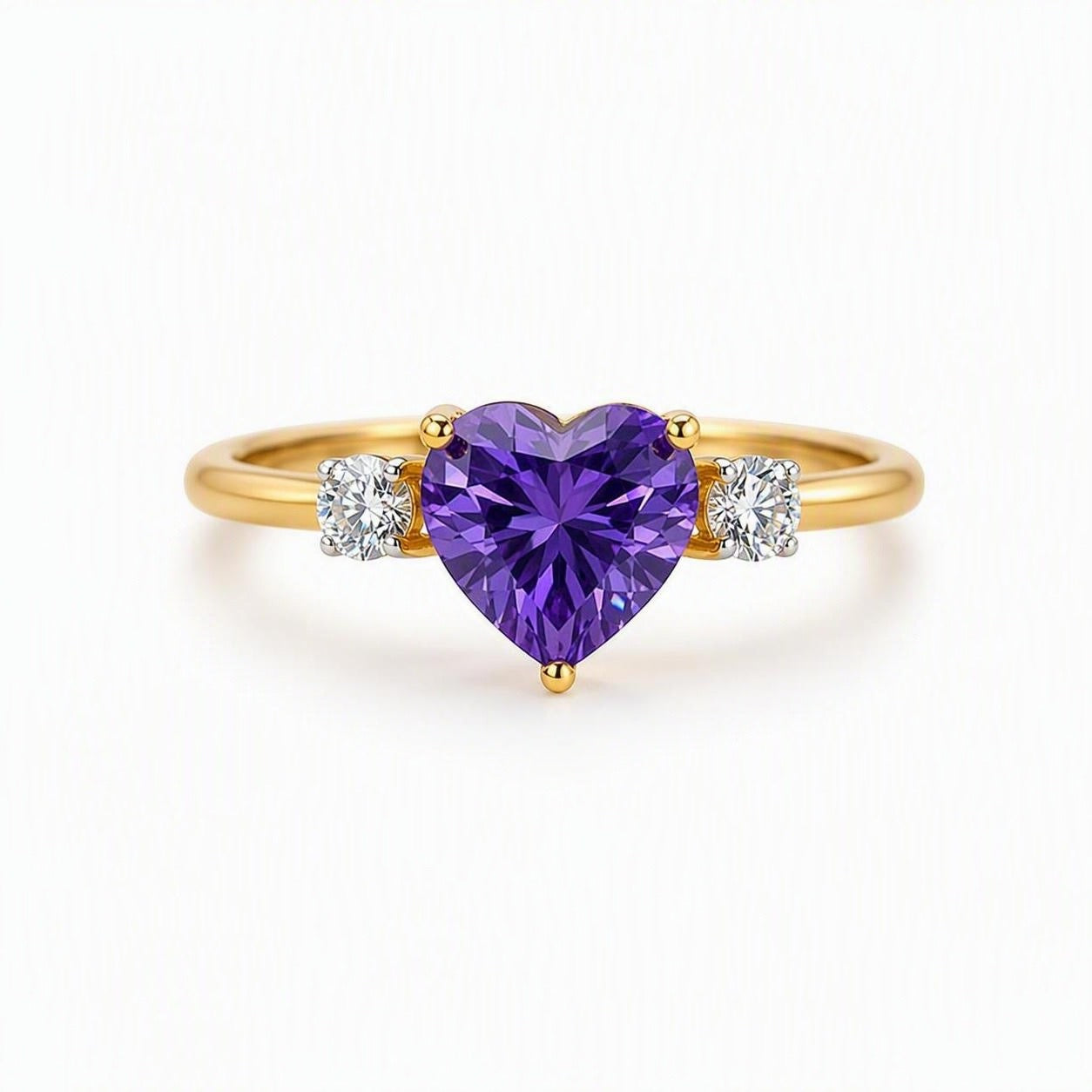 Gold-Plated Stainless Steel Cubic Zirconia Ring