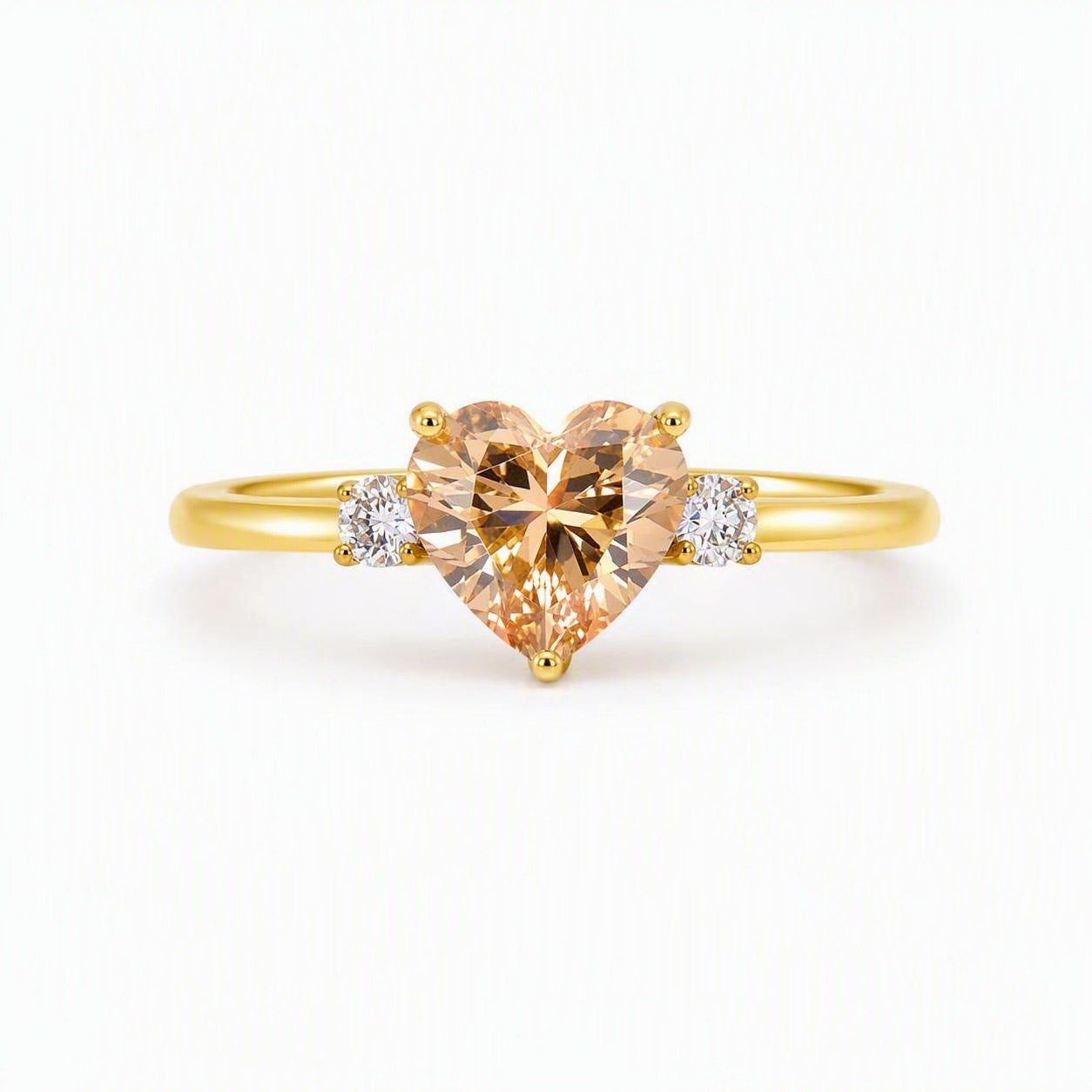 Gold-Plated Stainless Steel Cubic Zirconia Ring