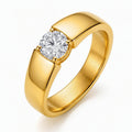 Gold Plated 4 Prong 6mm CZ Ring for Men and Women - rings
