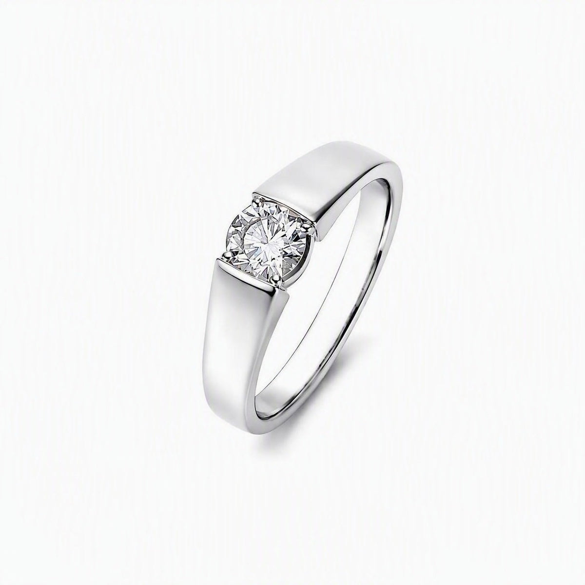 Stainless Steel 4-Prong Solitaire Ring — Silver Tone, Unisex Everyday Wear | BOROWSKI
