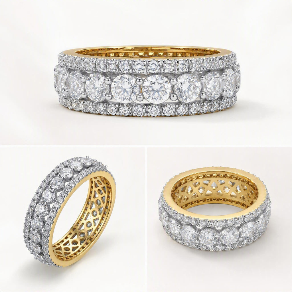 Full Pavé CZ Band Ring — Dual-Tone 18K Gold & Rhodium | 3A Zirconia | BOROWSKI