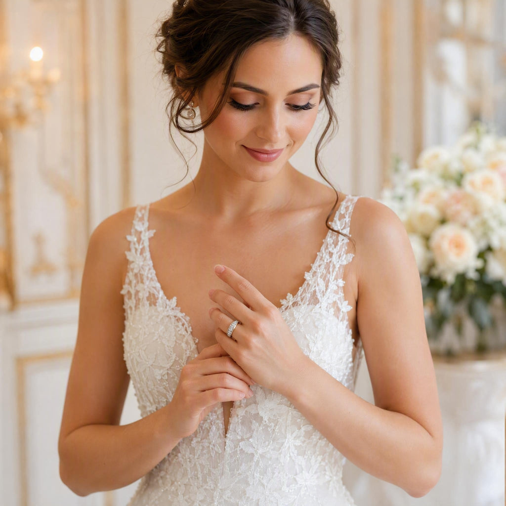 Full Pavé CZ Band Ring — Dual-Tone 18K Gold & Rhodium | 3A Zirconia | BOROWSKI