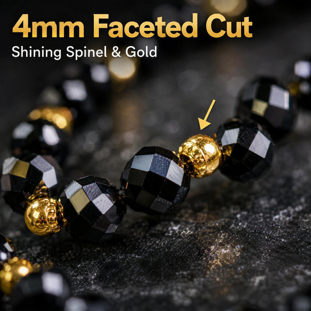 Black Spinel Faceted Bead Necklace — 45/50/55cm | BOROWSKI