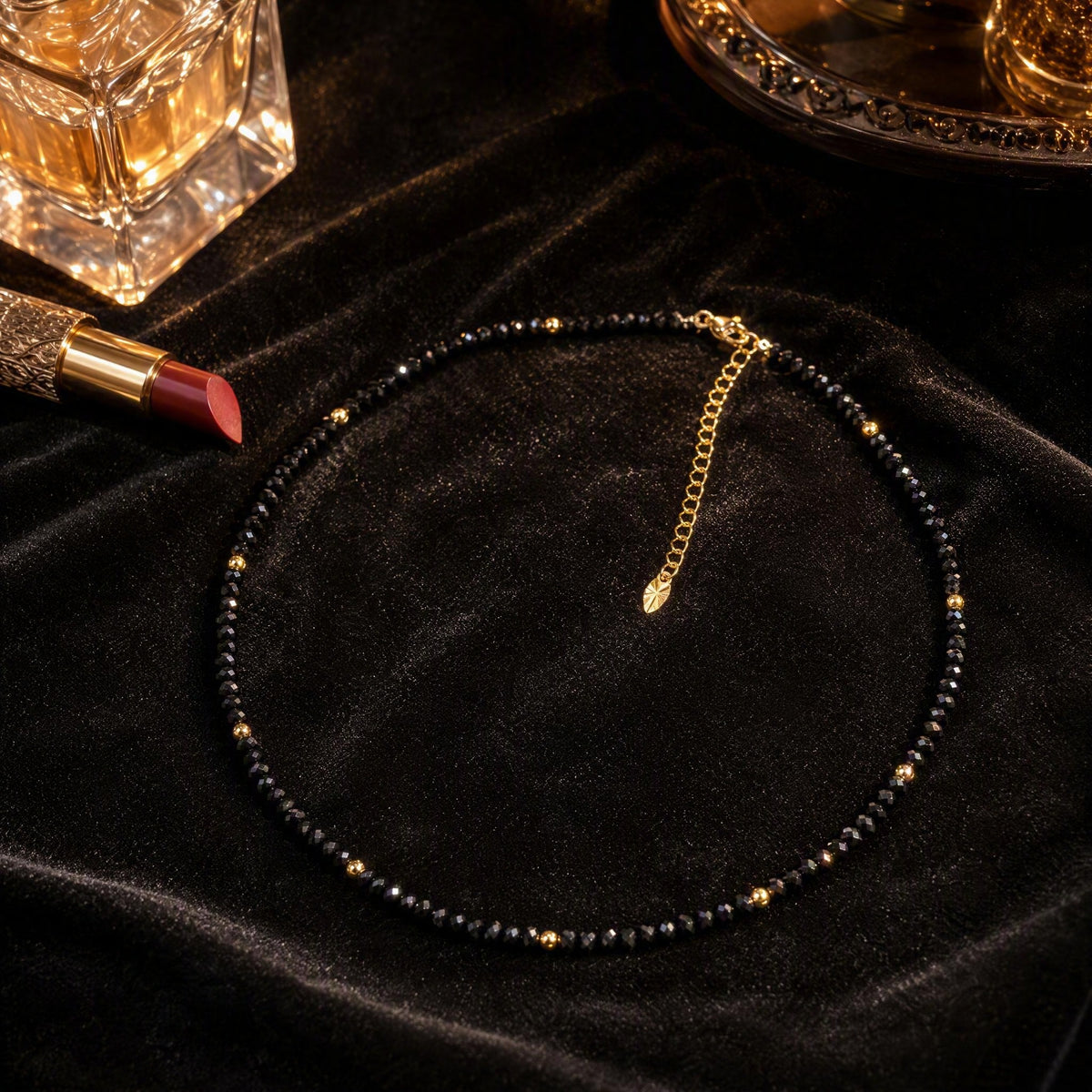 Black Spinel Faceted Bead Necklace — 45/50/55cm | BOROWSKI