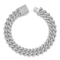 Cubic Zirconia Wide Bracelet | 16mm Rhodium-Plated