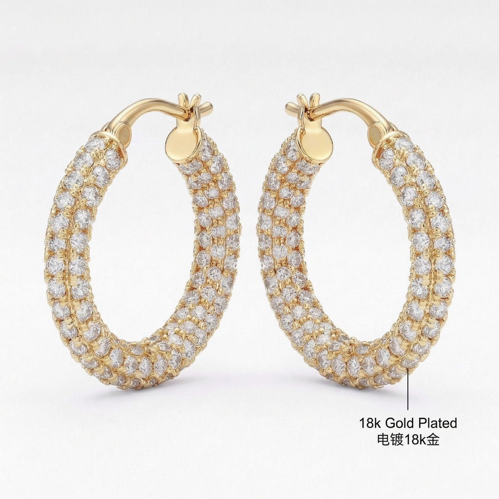 18K Gold Plated Cubic Zirconia Earrings