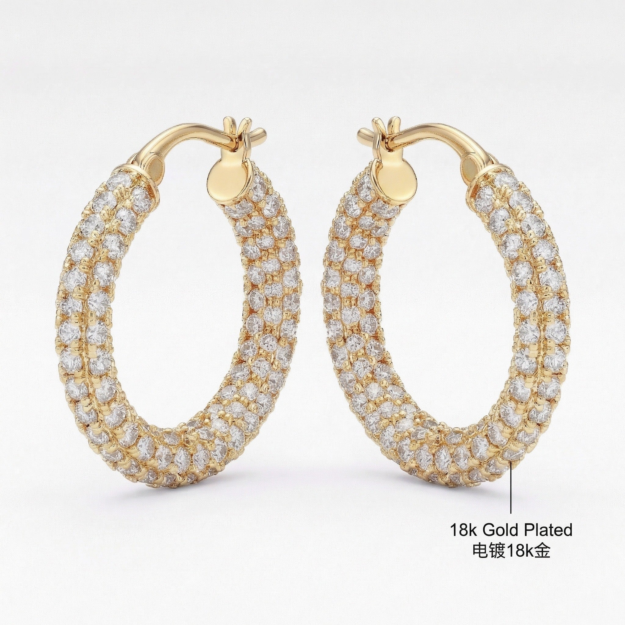 18K Gold Plated Cubic Zirconia Earrings