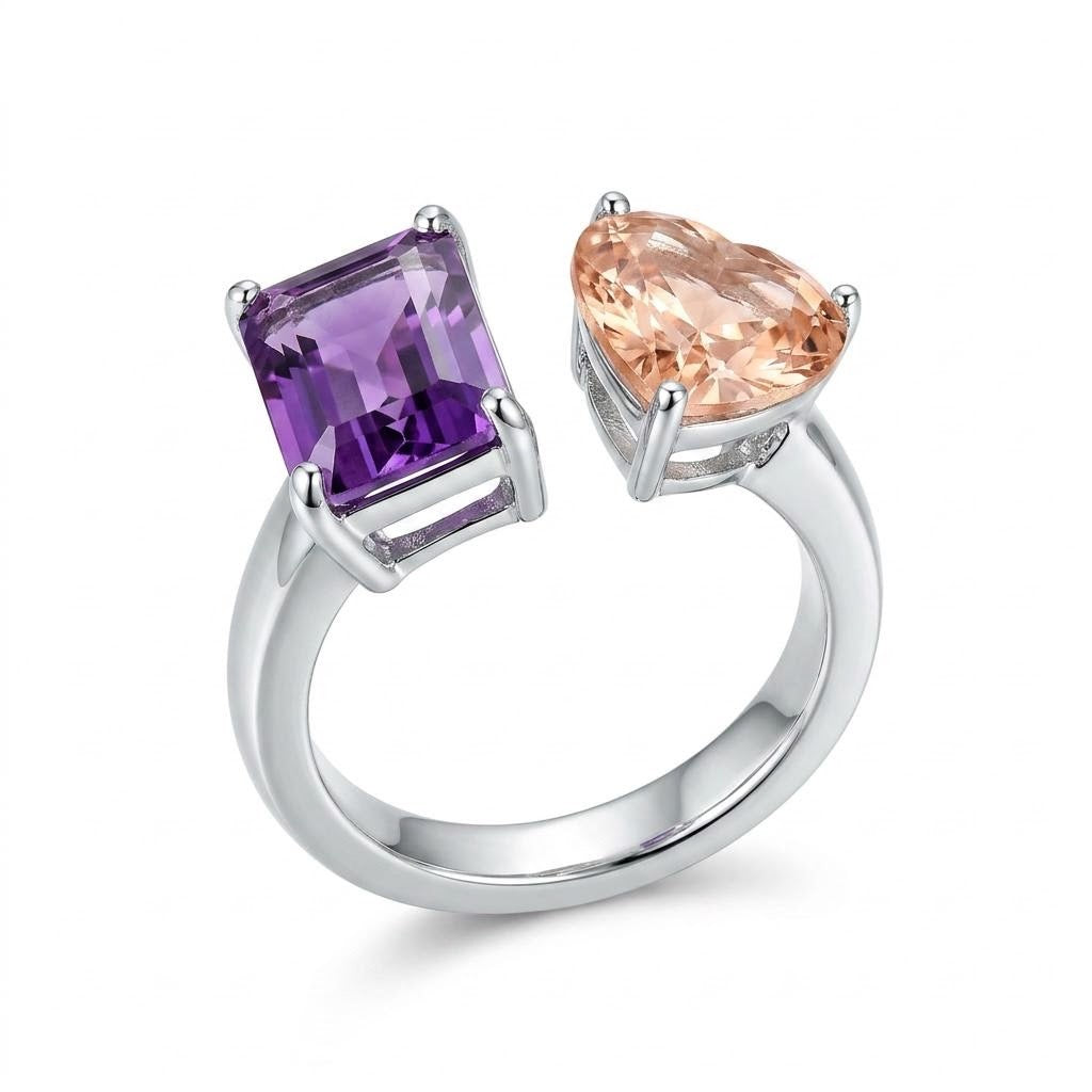 Open Band Ring — Burgundy & Champagne CZ