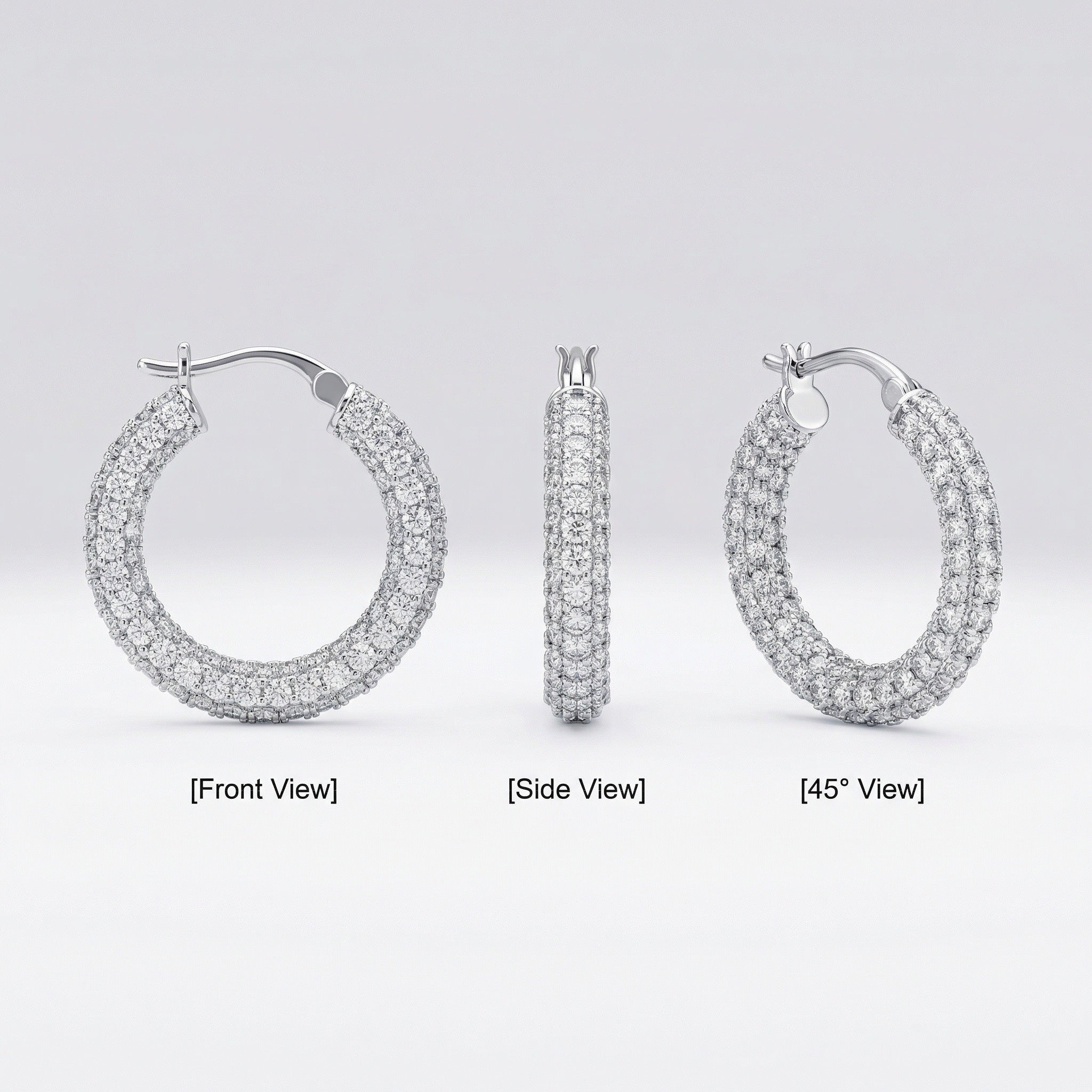 Full Pavé CZ Earrings | Rhodium Plated Copper-Zinc Alloy