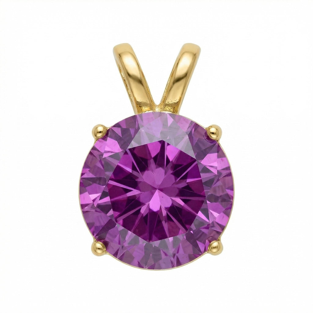 Cubic Zirconia Pendant | 12mm | 24K Gold Plated | Multiple Colors