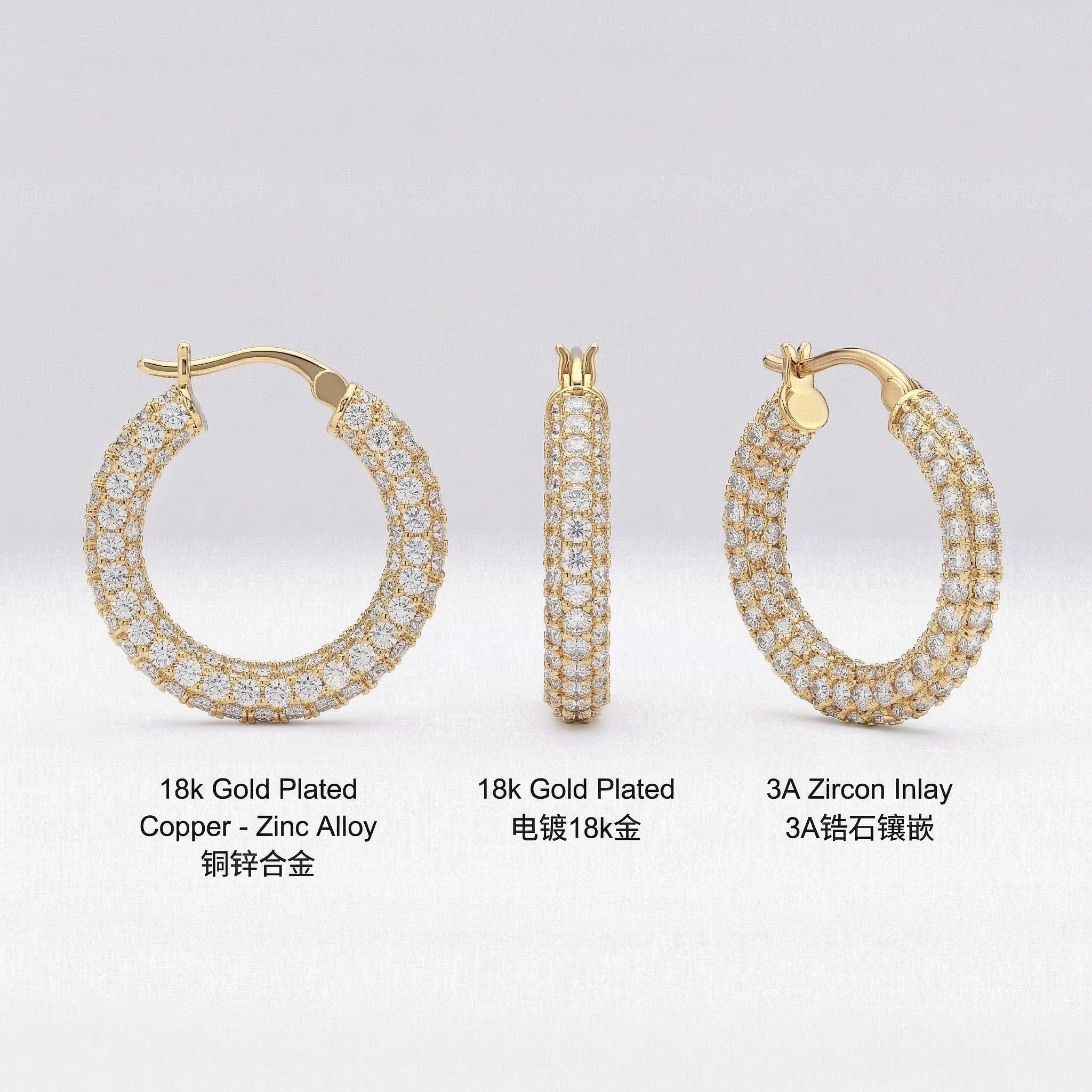 18K Gold Plated Cubic Zirconia Earrings