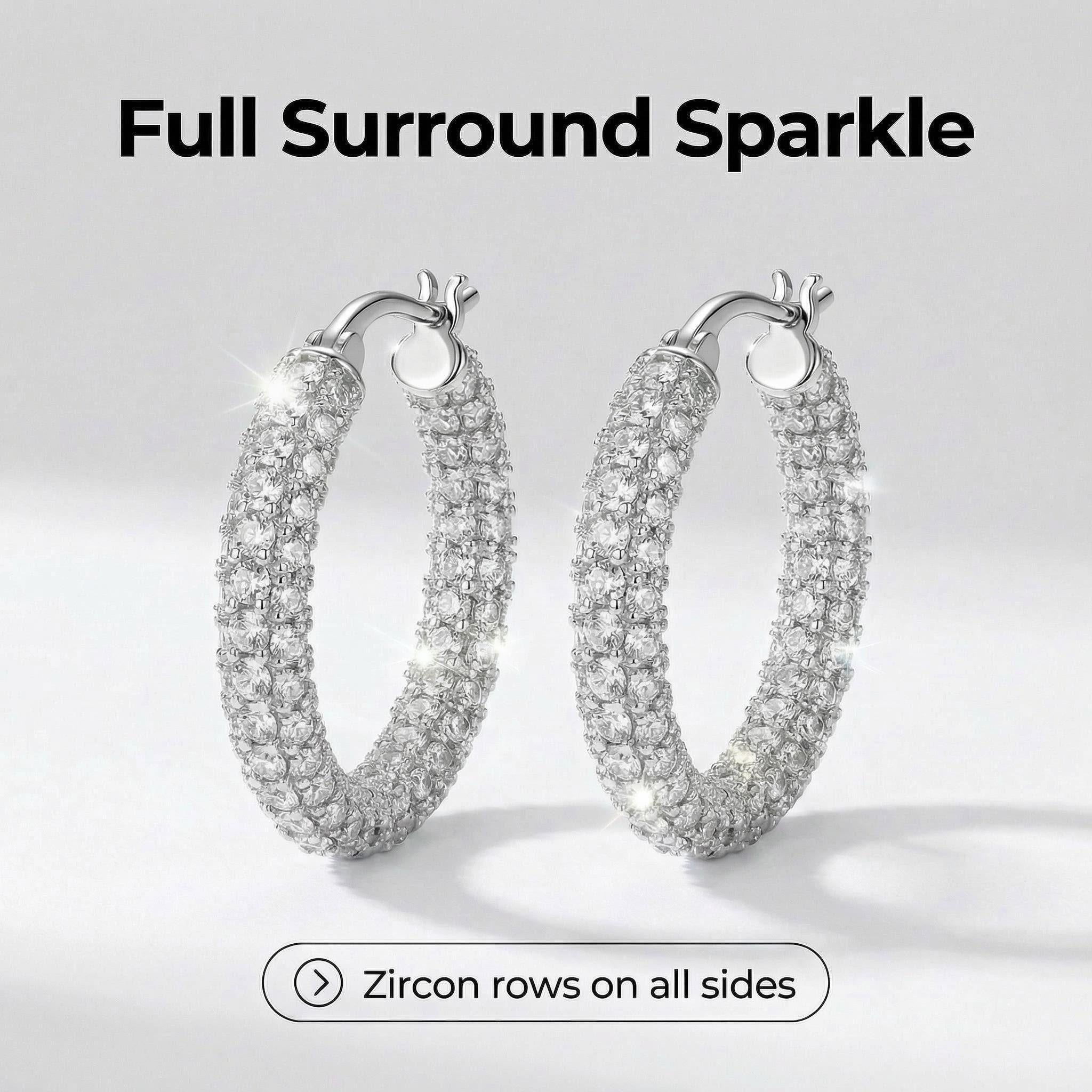 Full Pavé CZ Earrings | Rhodium Plated Copper-Zinc Alloy