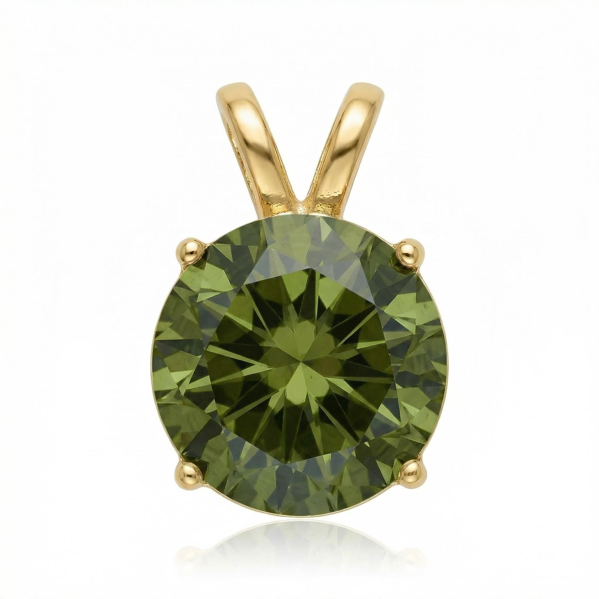 Cubic Zirconia Pendant | 12mm | 24K Gold Plated | Multiple Colors