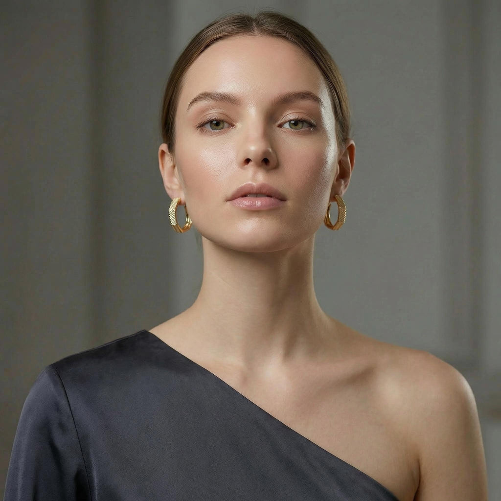 28mm Hexagon Pavé Cubic Zirconia Earrings | 18K Gold Plated