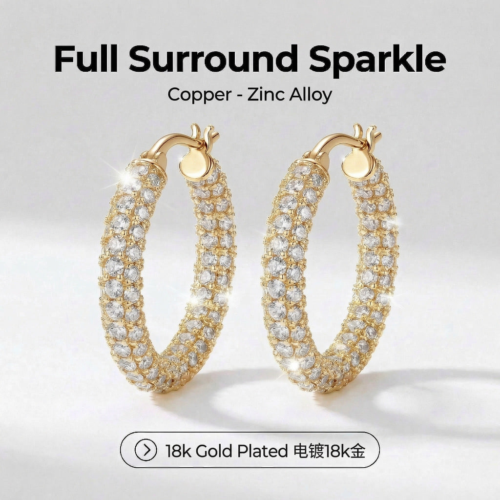 18K Gold Plated Cubic Zirconia Earrings