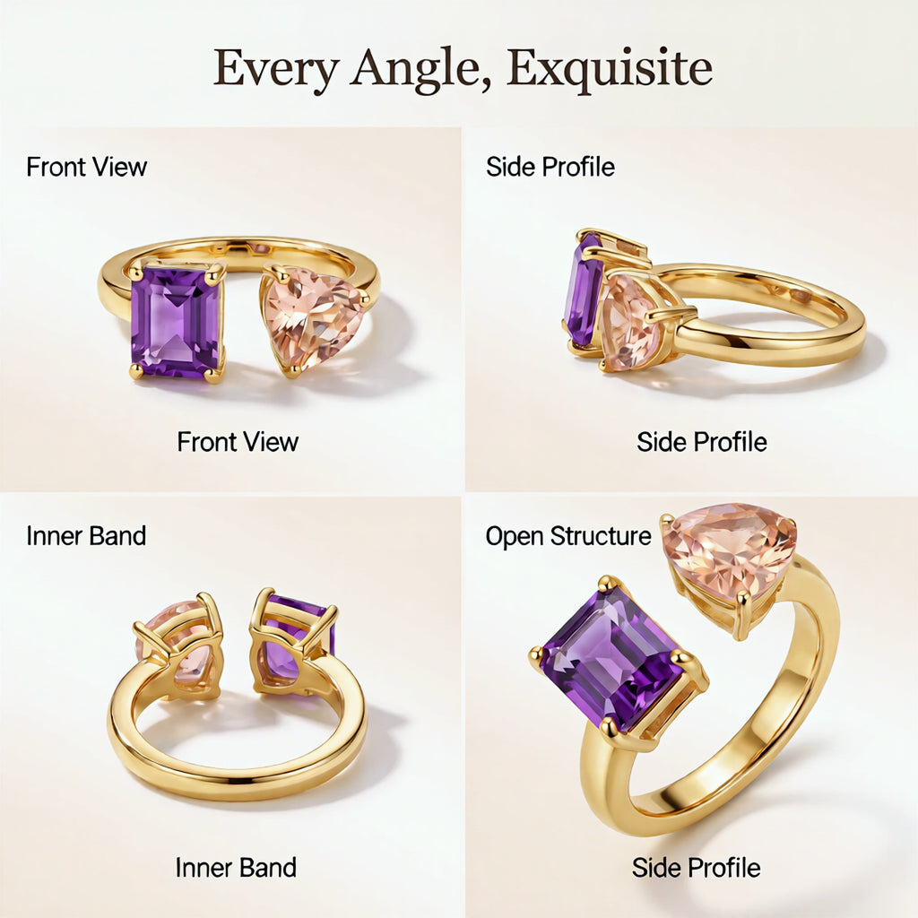 Open Band Ring — Burgundy & Champagne CZ