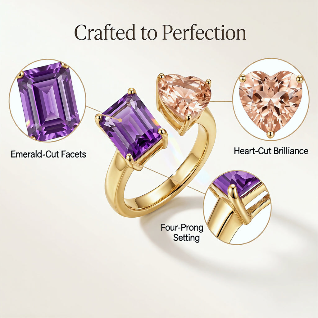 Open Band Ring — Burgundy & Champagne CZ