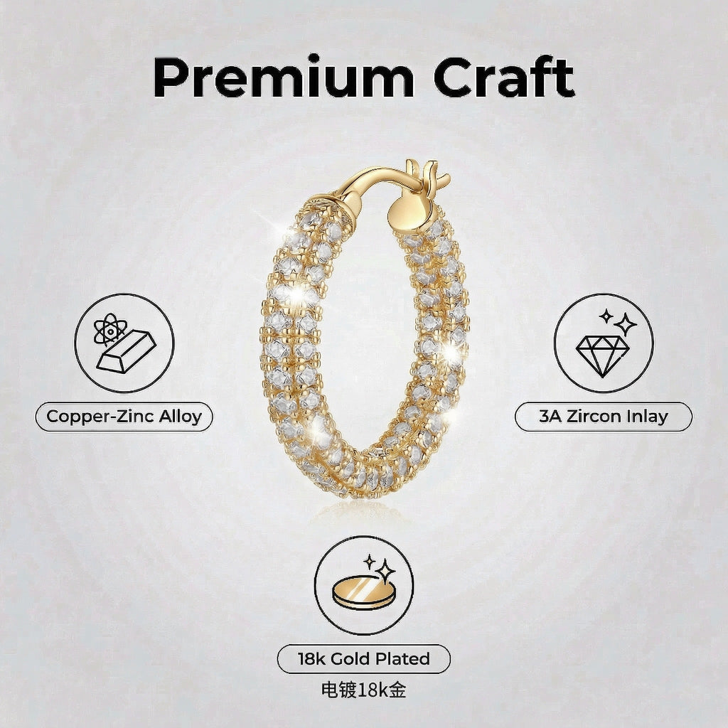 18K Gold Plated Cubic Zirconia Earrings