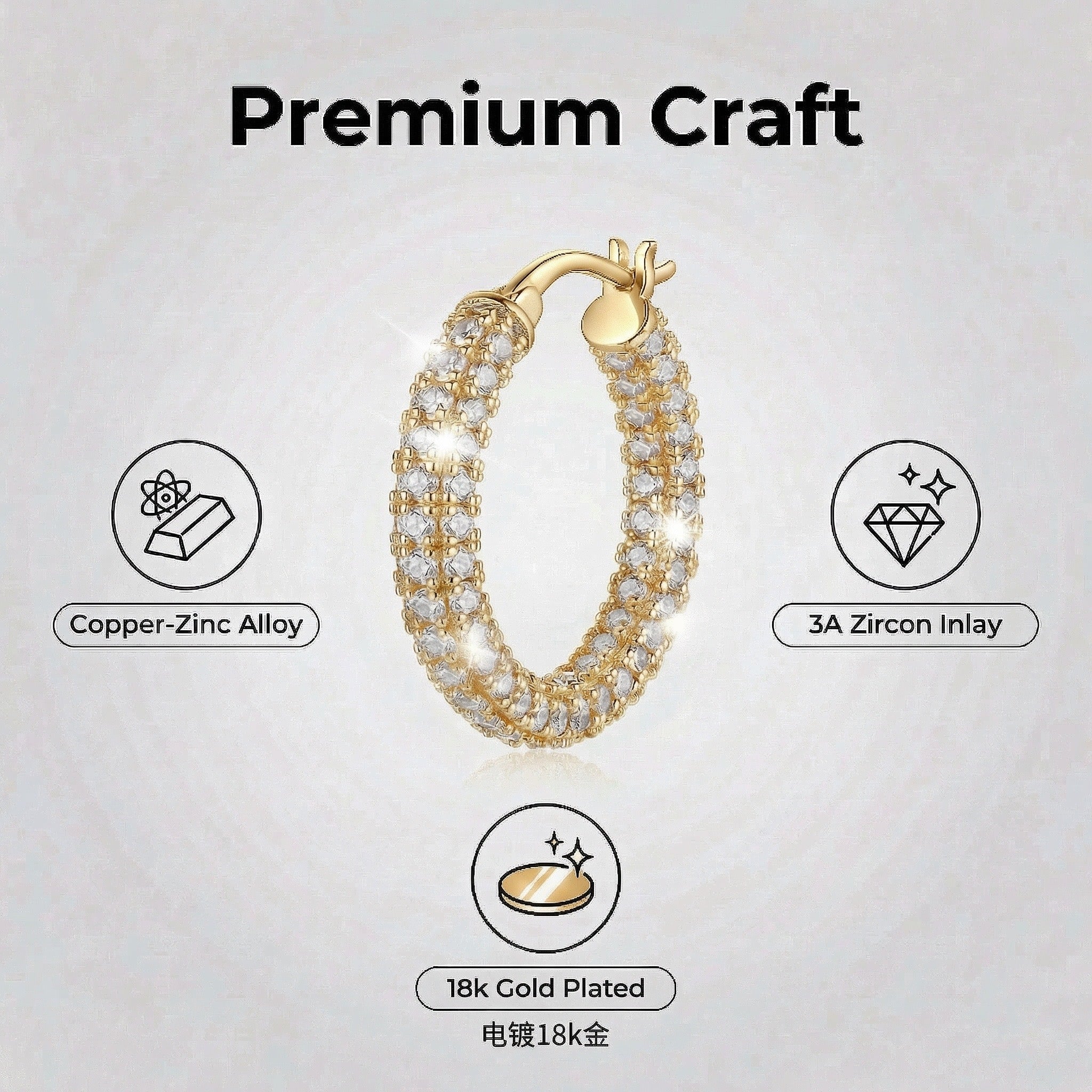 18K Gold Plated Cubic Zirconia Earrings