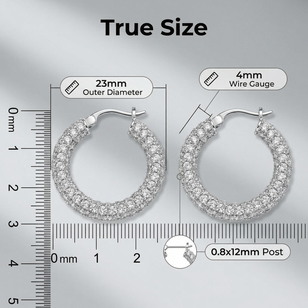 Full Pavé CZ Earrings | Rhodium Plated Copper-Zinc Alloy