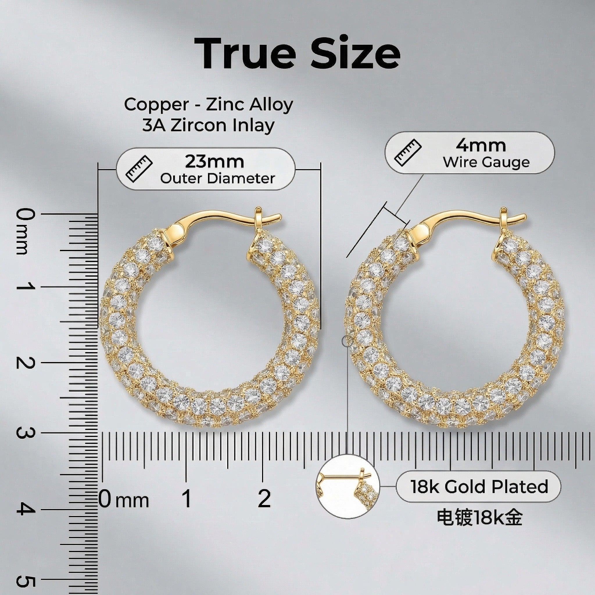18K Gold Plated Cubic Zirconia Earrings