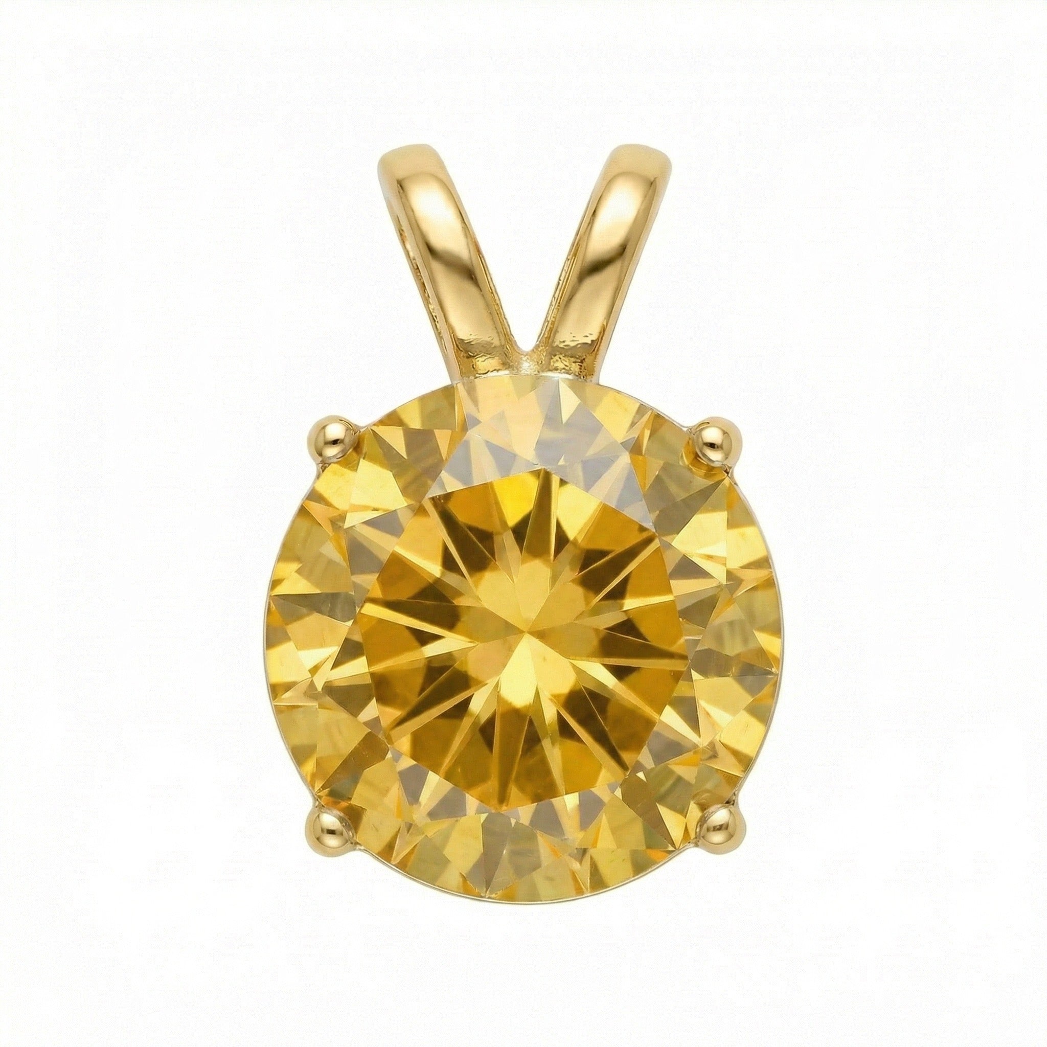 Cubic Zirconia Pendant | 12mm | 24K Gold Plated | Multiple Colors