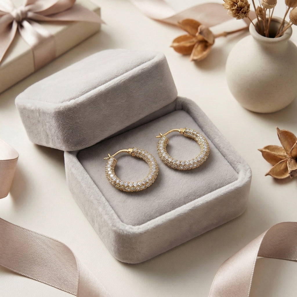 18K Gold Plated Cubic Zirconia Earrings