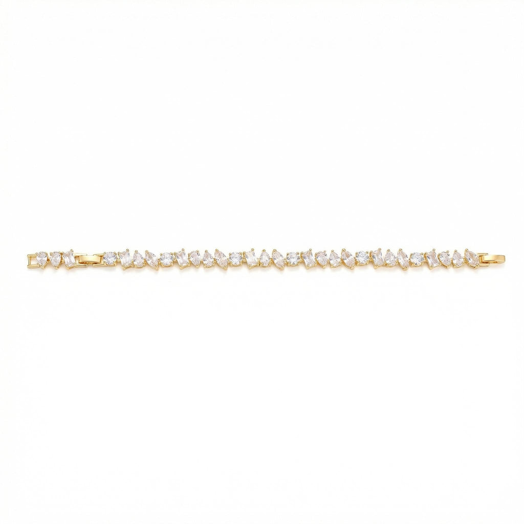Geometric Zirconia Bracelet — Garnet Red 3A CZ | 18K Gold Plated