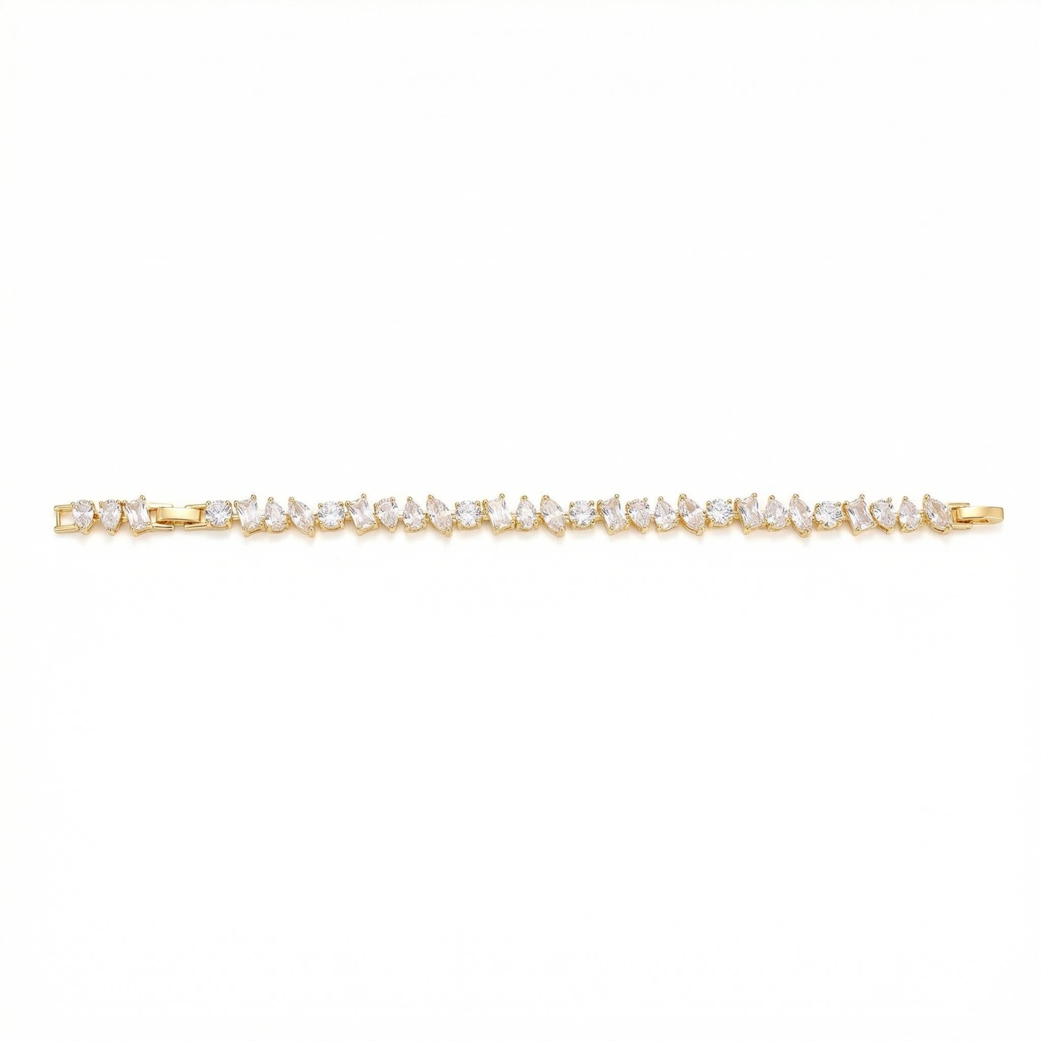 Geometric Zirconia Bracelet — Garnet Red 3A CZ | 18K Gold Plated