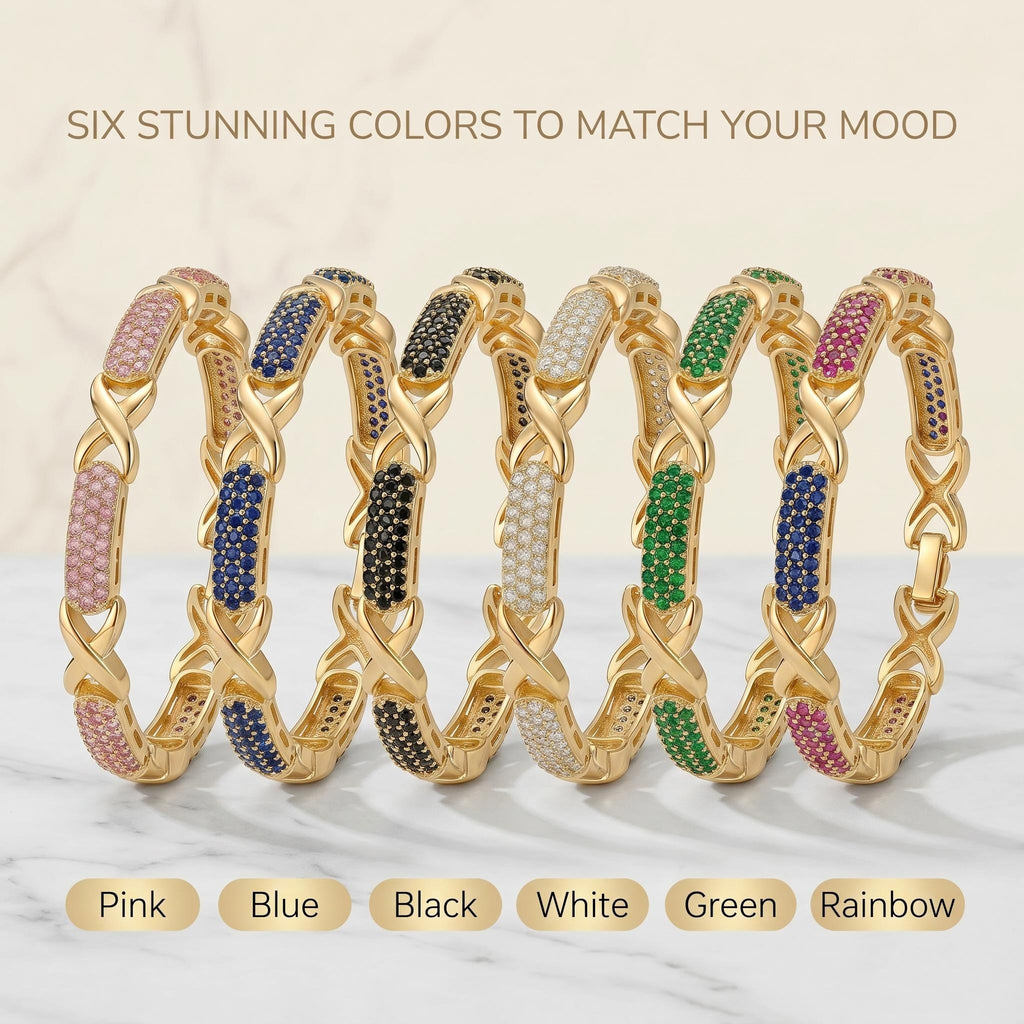 Sapphire Blue Cubic Zirconia Bracelet | 18K Gold Plated