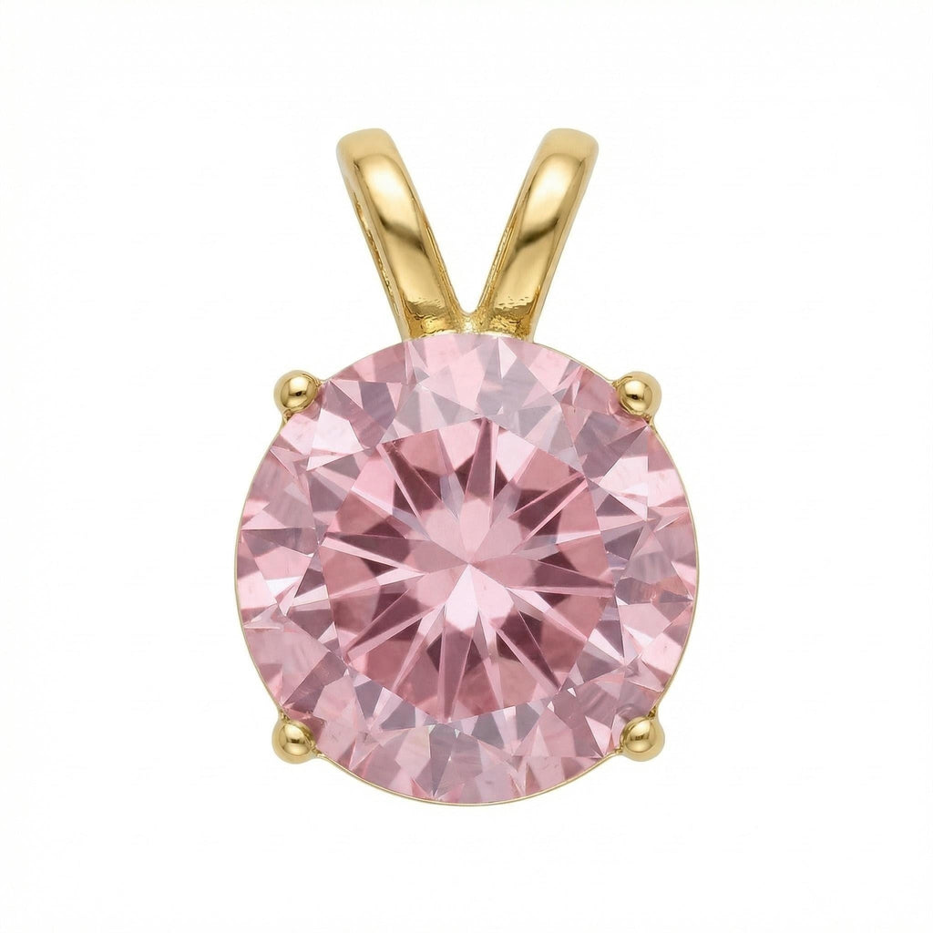 Cubic Zirconia Pendant | 12mm | 24K Gold Plated | Multiple Colors