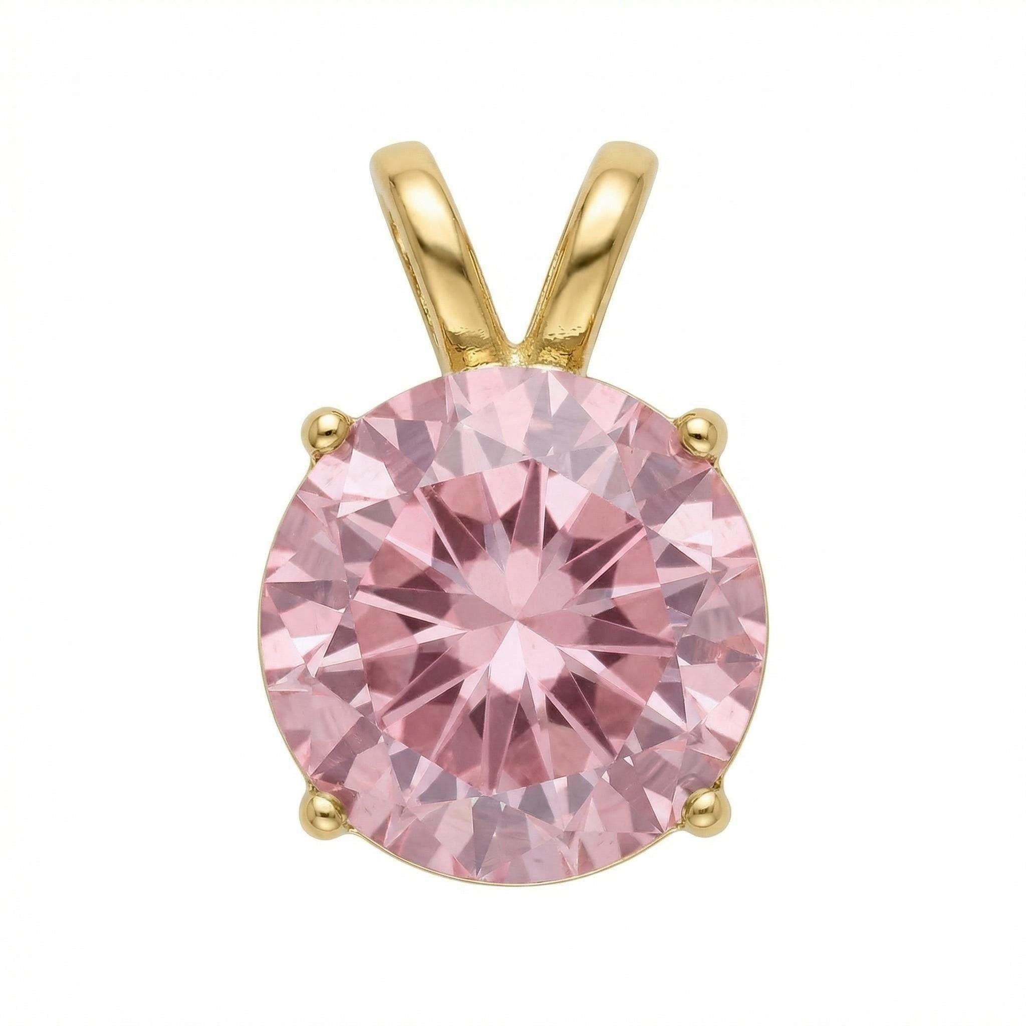 Cubic Zirconia Pendant | 12mm | 24K Gold Plated | Multiple Colors