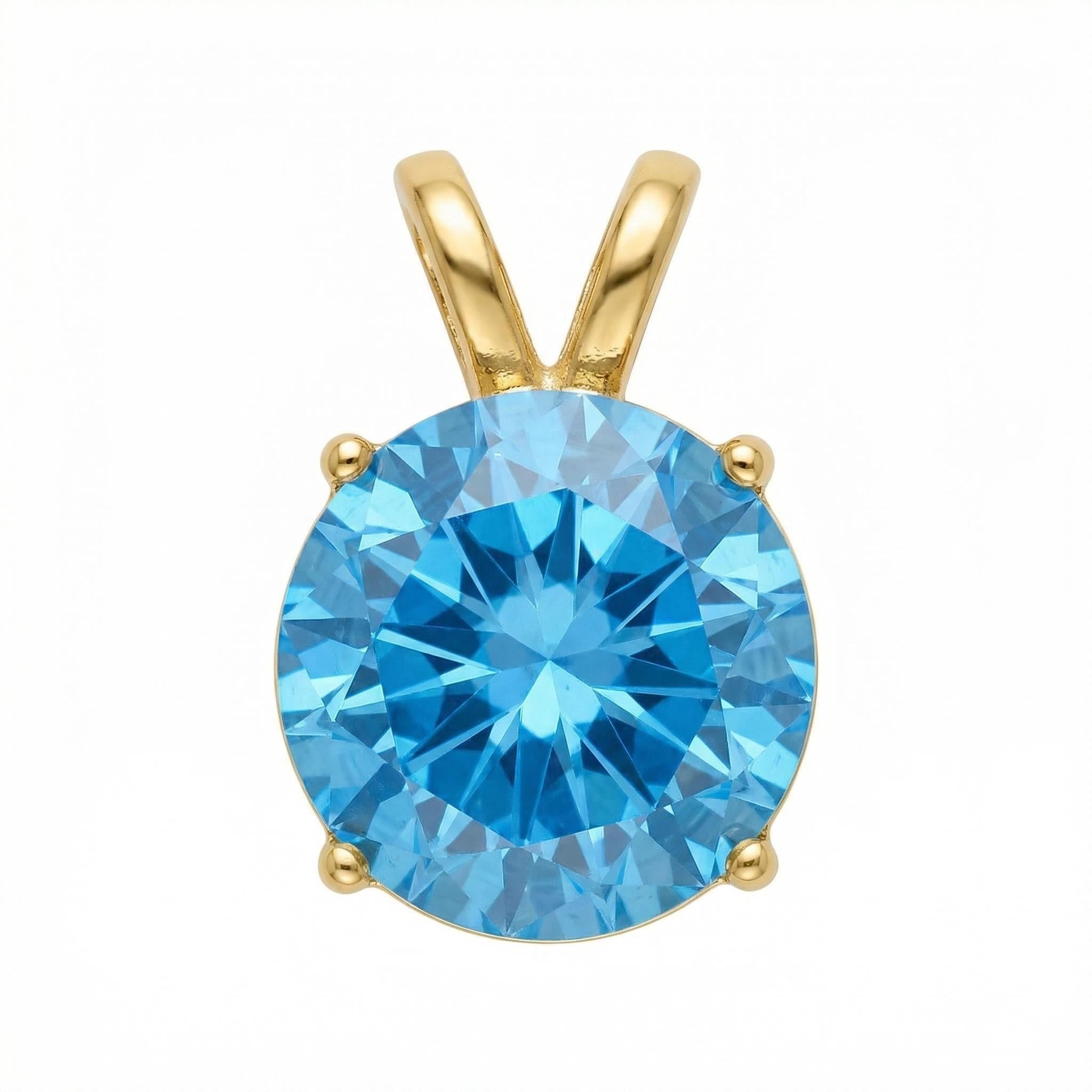 Cubic Zirconia Pendant | 12mm | 24K Gold Plated | Multiple Colors